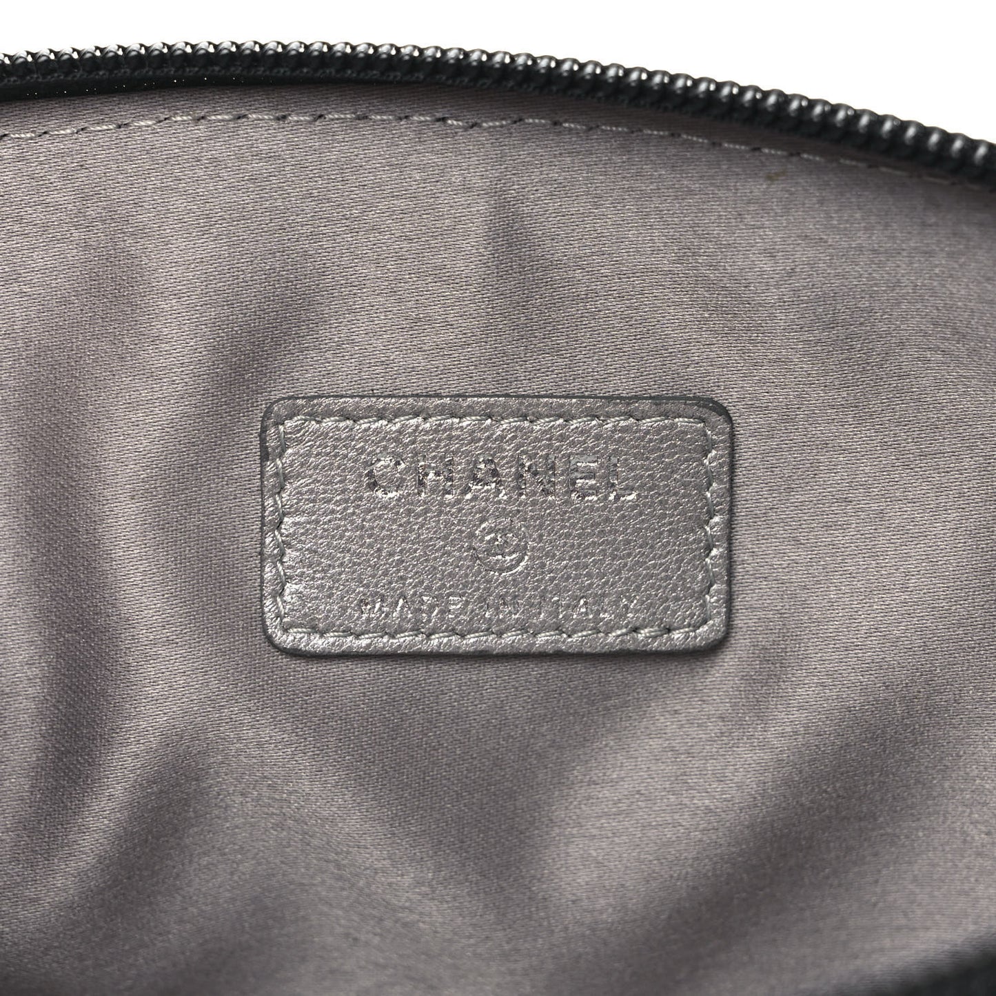 Lambskin Camellia Embossed Cosmetic Case Black