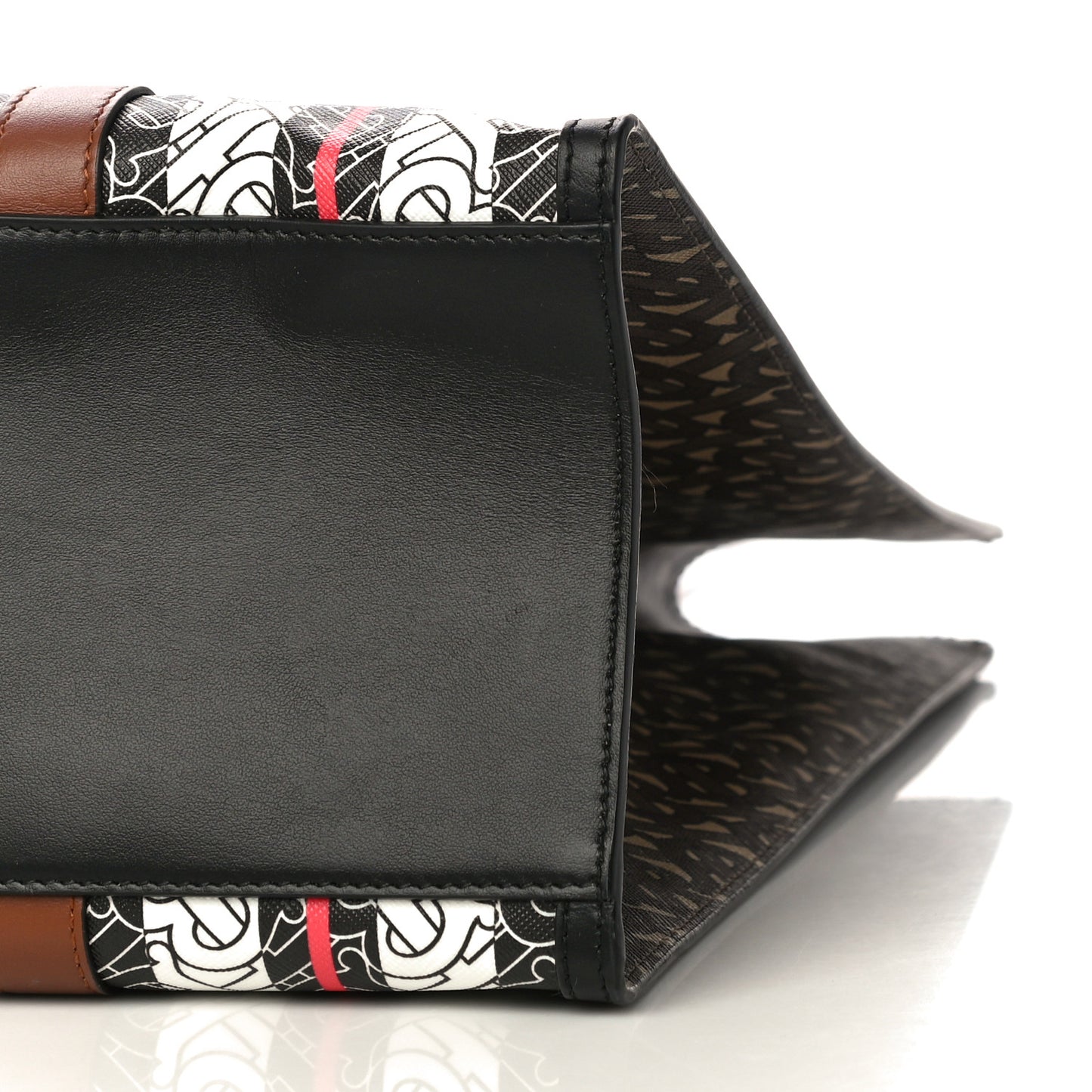 E-Canvas Monogram Stripe Medium Portrait Tote Bag Bridle Brown