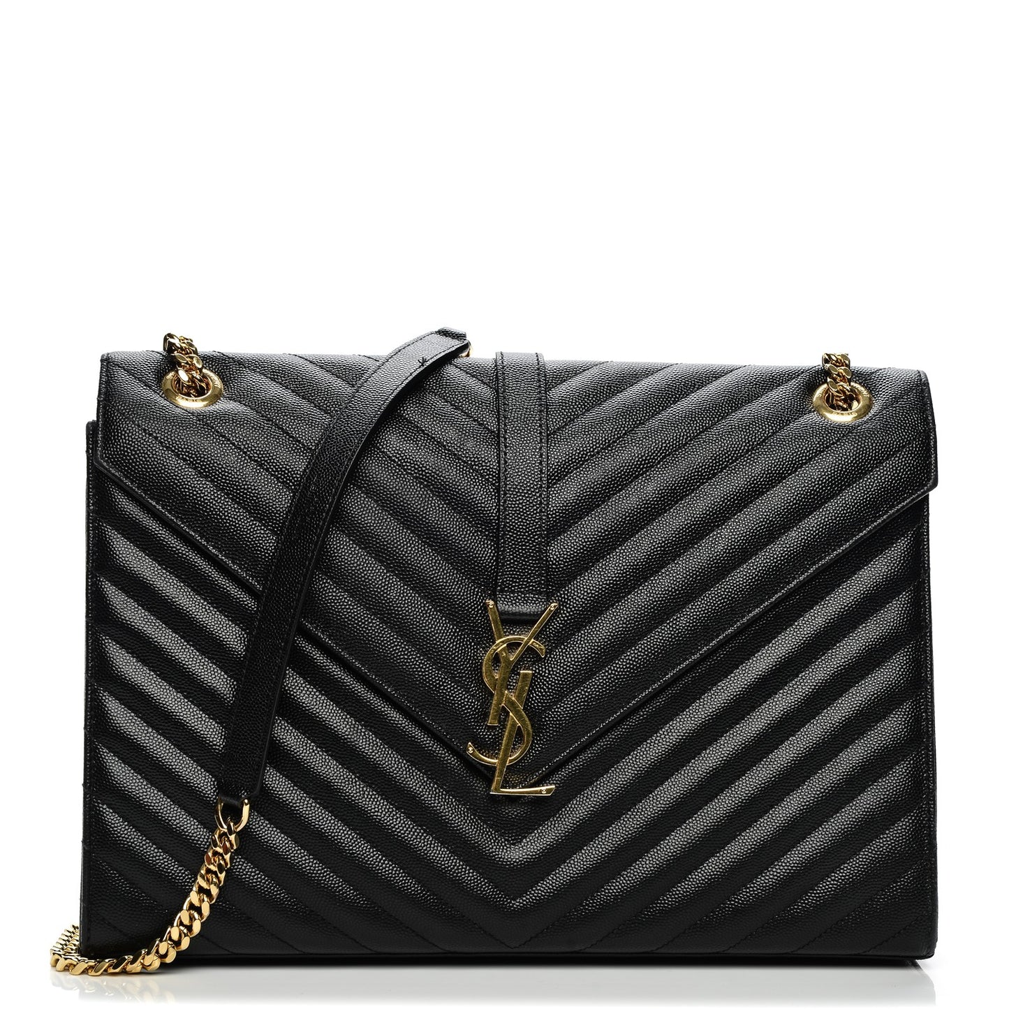Grain De Poudre Matelasse Chevron Large Monogram Satchel Black