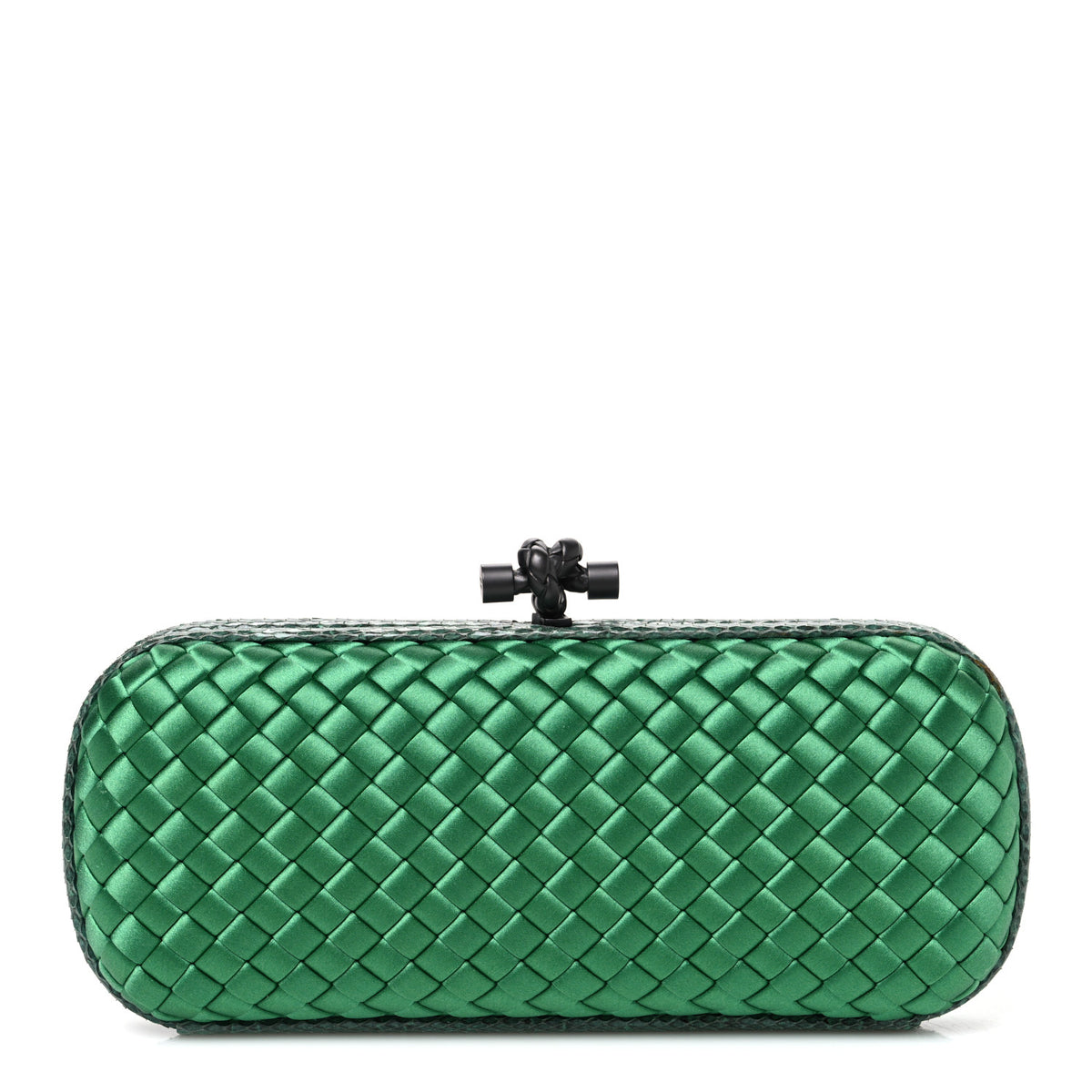 Satin Intreccio Impero Ayers Stretch Knot Clutch Emerald