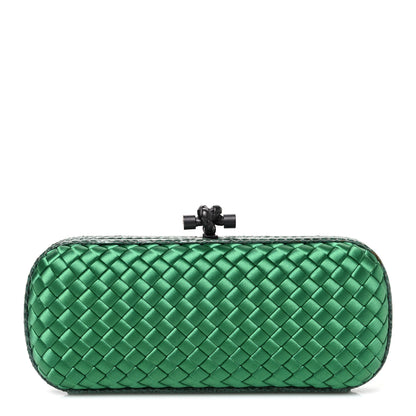 Bottega Veneta Satin Intreccio Impero Ayers Stretch Knot Clutch Emerald 1 of 7