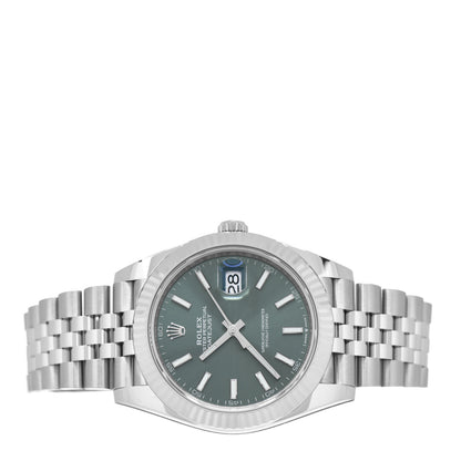 Rolex Stainless Steel 18K White Gold 41mm Oyster Perpetual Datejust Watch Mint Green 126334 2 of 5