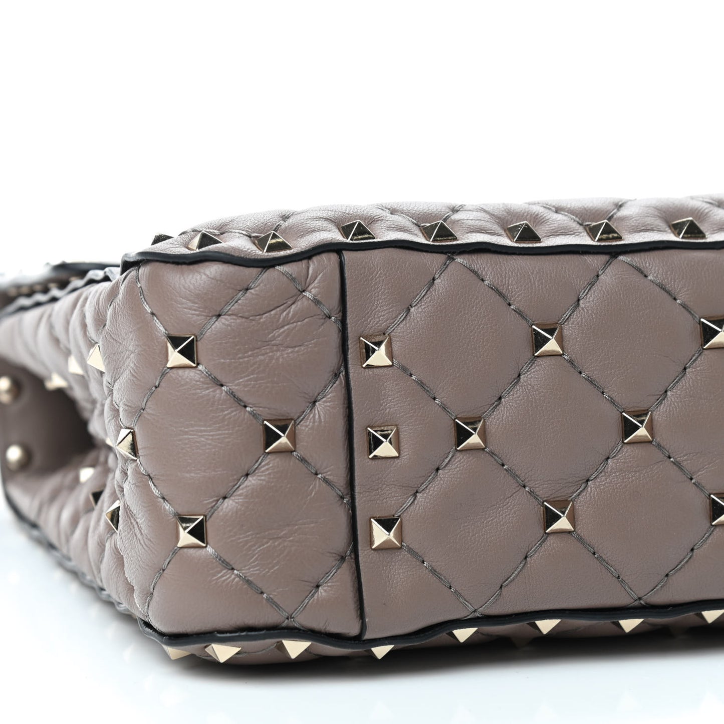 Nappa Medium Rockstud Spike Shoulder Bag Clay