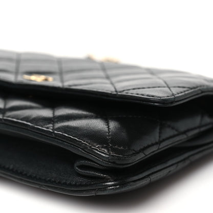 Chanel Lambskin Quilted Wallet On Chain WOC Black 11 of 14