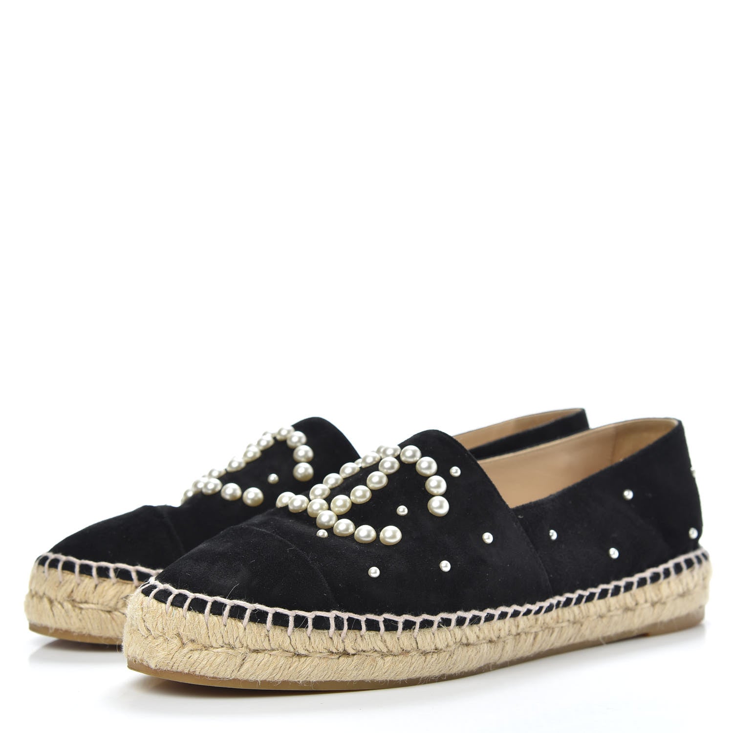 Chanel Suede Pearl CC Espadrilles 39 Black 3 of 10