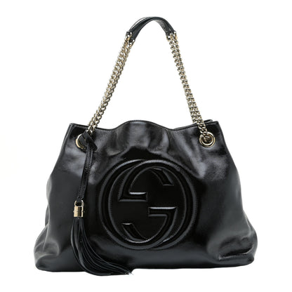 Gucci Patent Medium Soho Chain Shoulder Bag Black 1 of 10