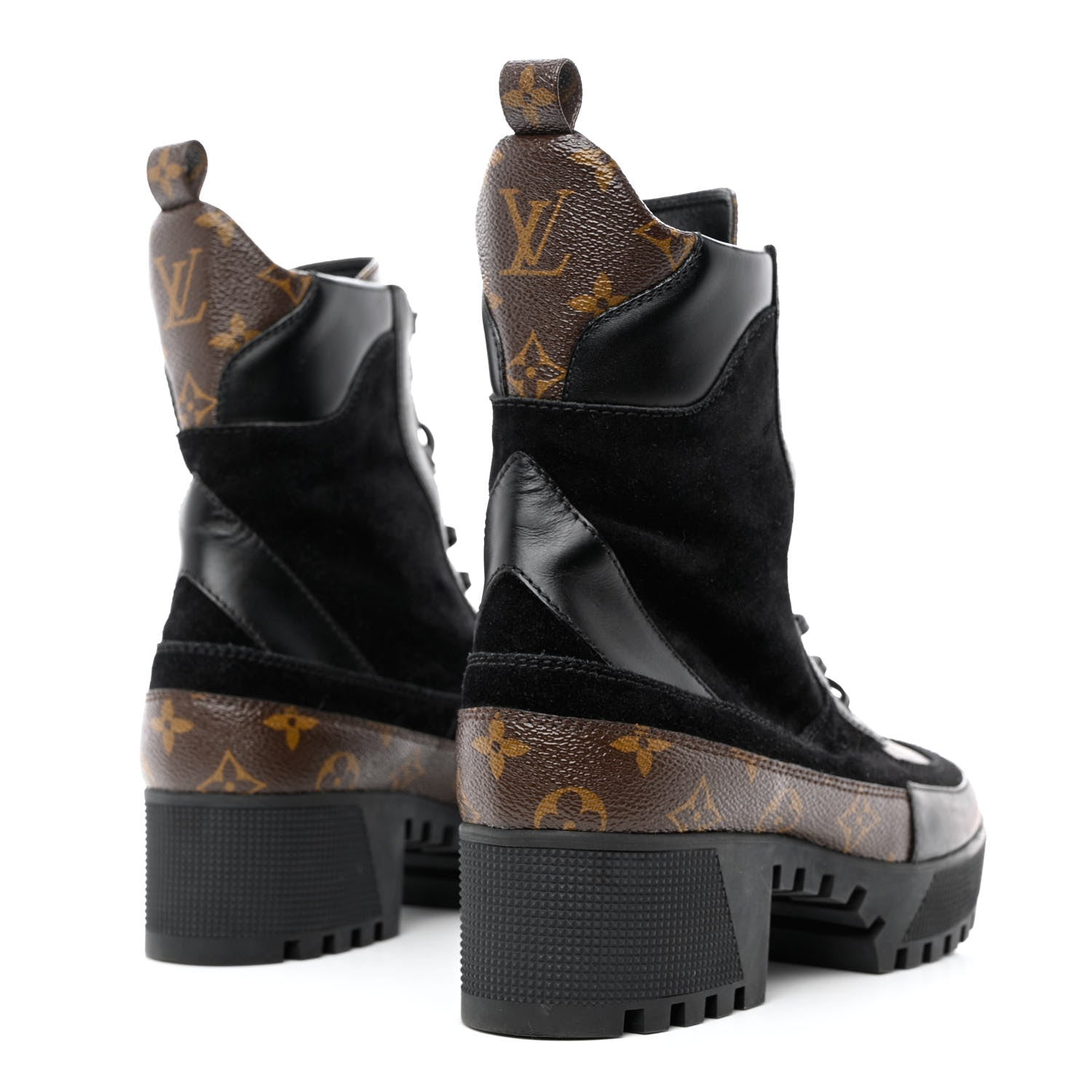 Louis Vuitton Suede Calfskin Monogram Laureate Platform Desert Boots 39.5 Black 4 of 11
