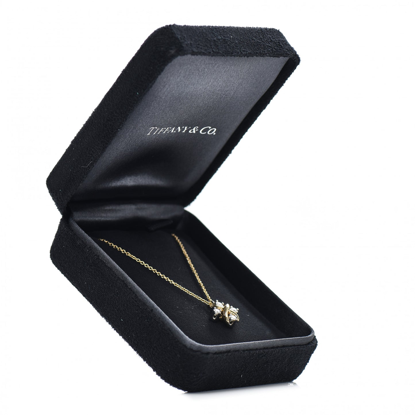 Platinum 18K Yellow Gold Diamond Schlumberger Lynn Pendant Necklace