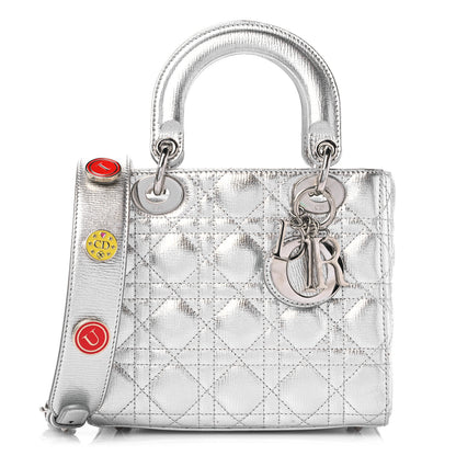Christian Dior Metallic Grained Calfskin Cannage Small Lucky Badges My Lady Dior Silver 1 of 10