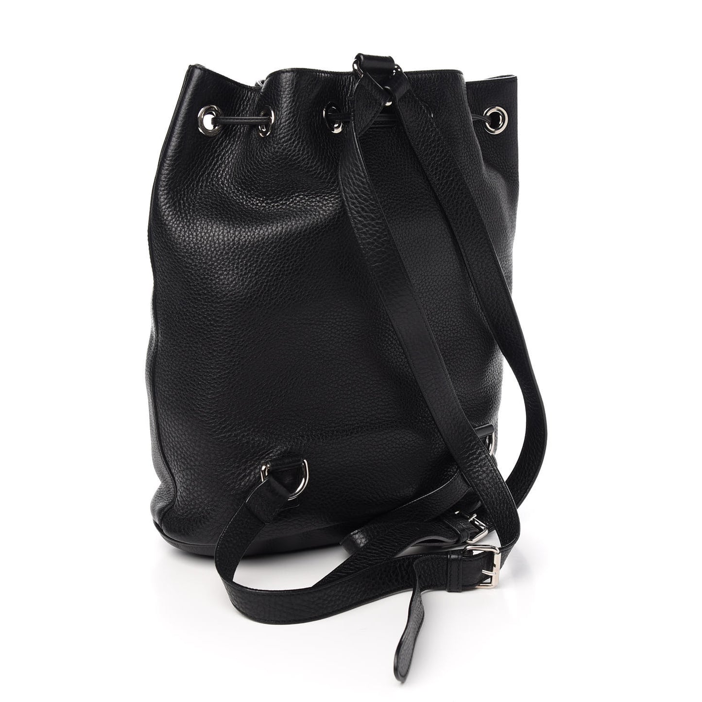 Pebbled Calfskin Small Soho Drawstring Backpack Black
