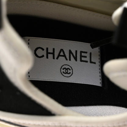 Chanel Velvet Calfskin Mixed Fibers CC Sneakers 39.5 Ivory Black 7 of 9