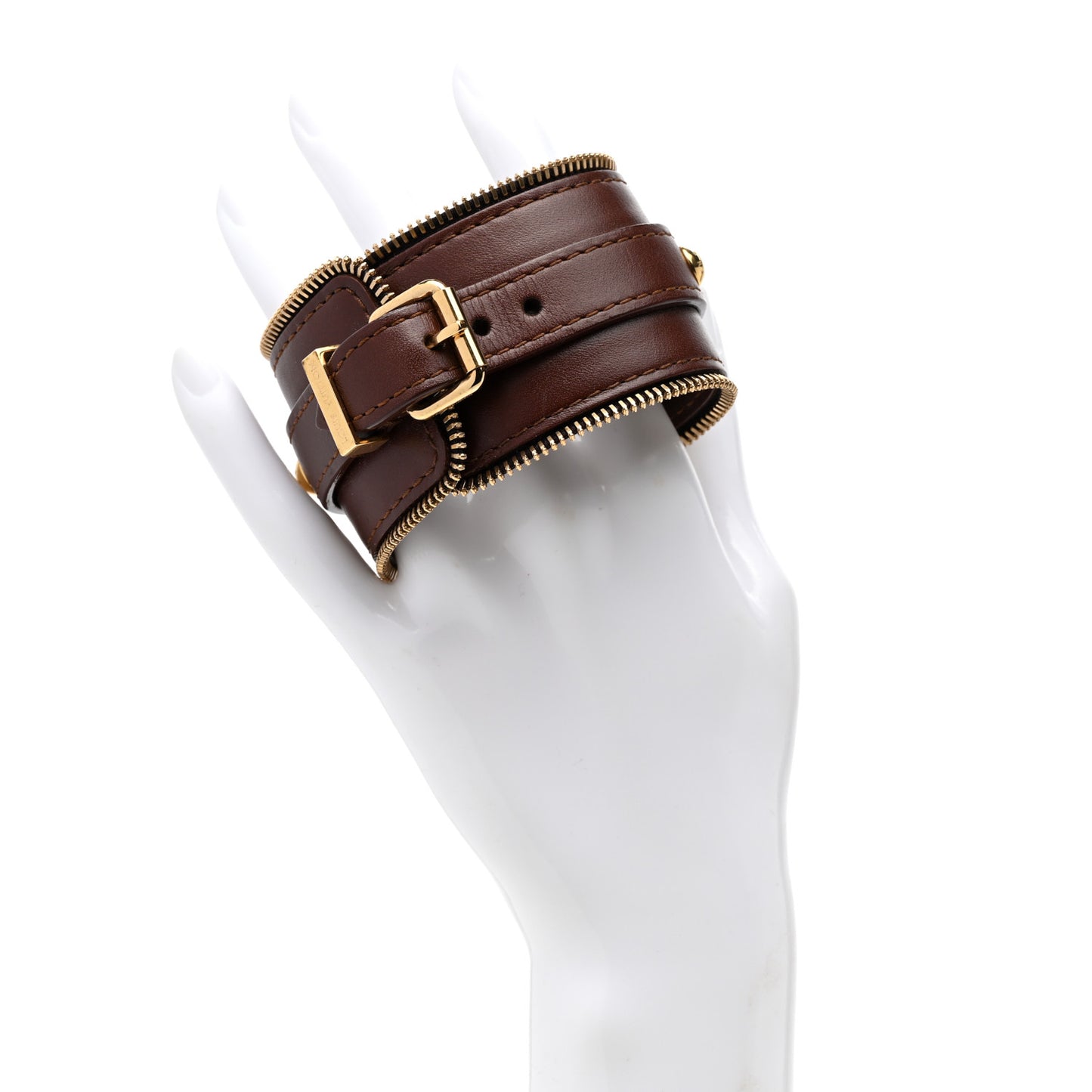 Leather Zippy Bracelet Brown