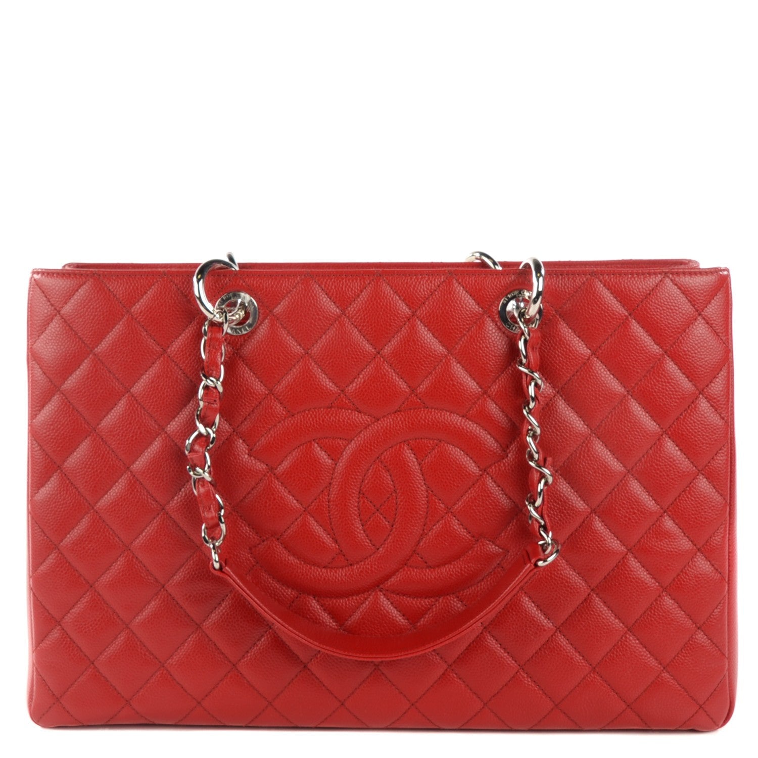 Chanel Caviar Quilted XL Grand Shopping Tote GST Red 1 of 7