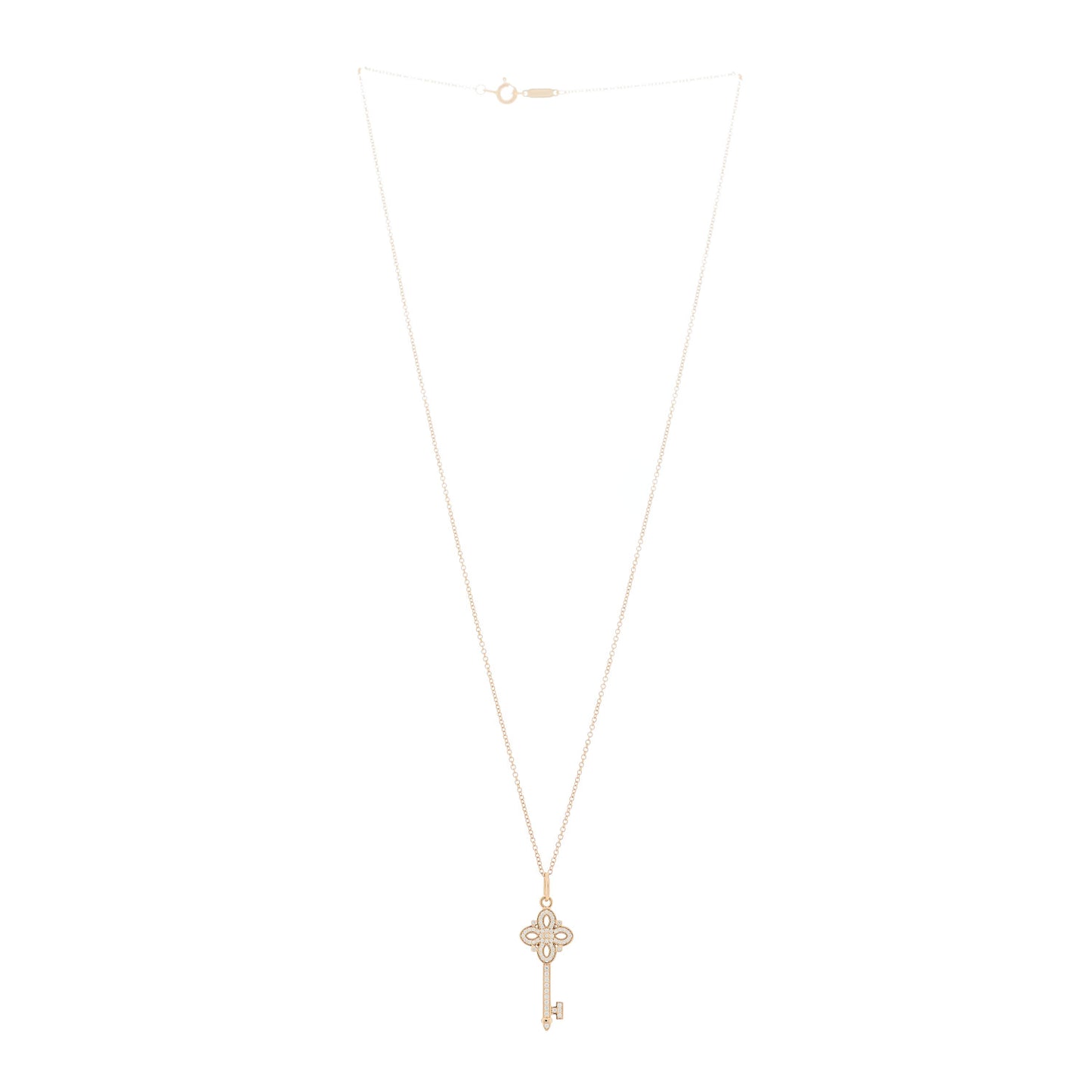 18K Rose Gold Diamond Mini Victoria Key Pendant Necklace