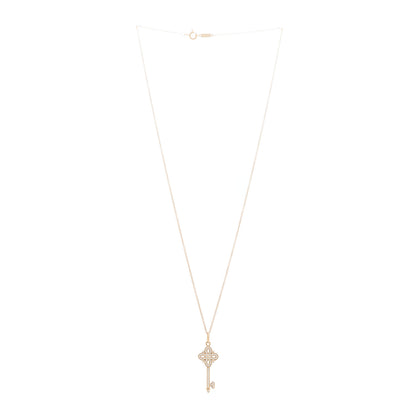 Tiffany 18K Rose Gold Diamond Mini Victoria Key Pendant Necklace 3 of 6