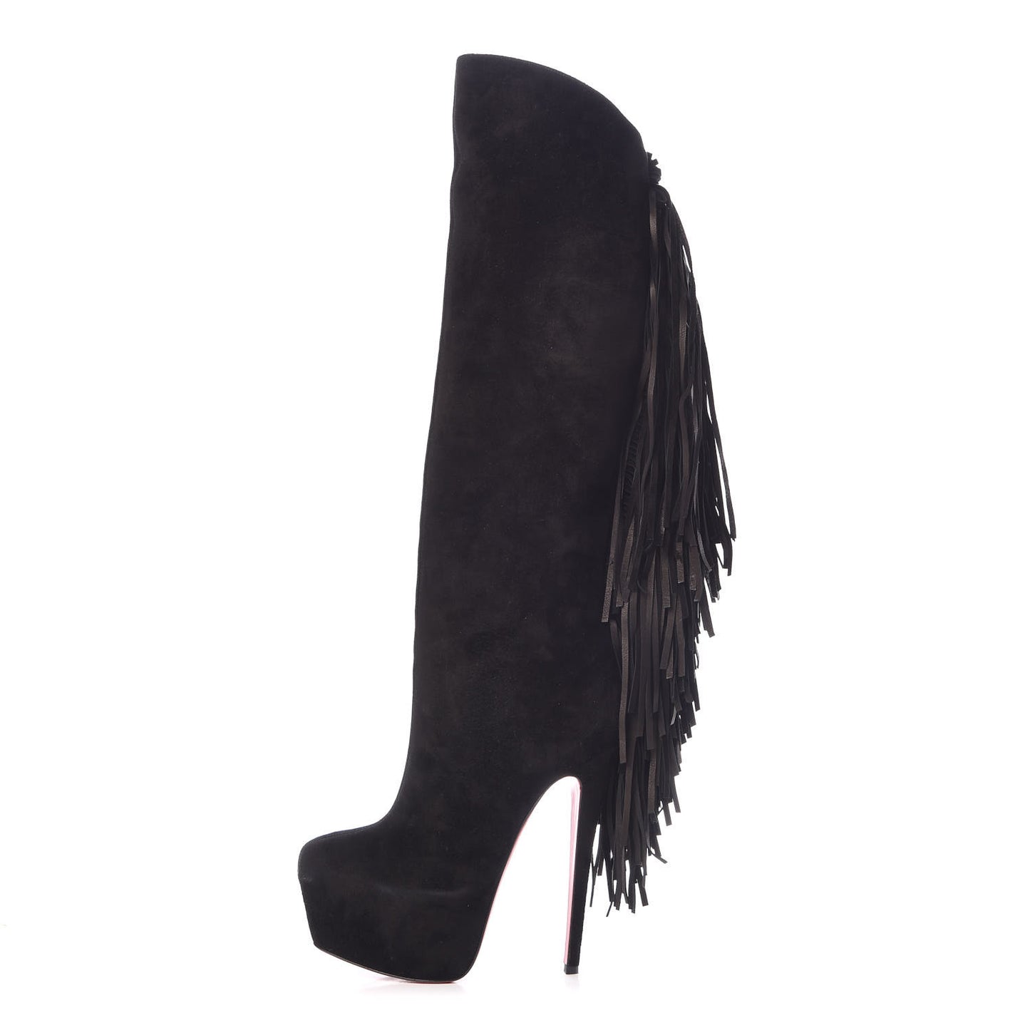 Suede Fringe Interlopa 160 Over The Knee Boots 37.5 Black