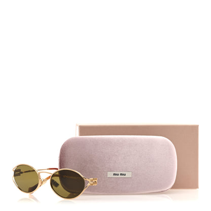 Miu Miu Metal Oval Sunglasses SMU52Y Black Gold 8 of 8