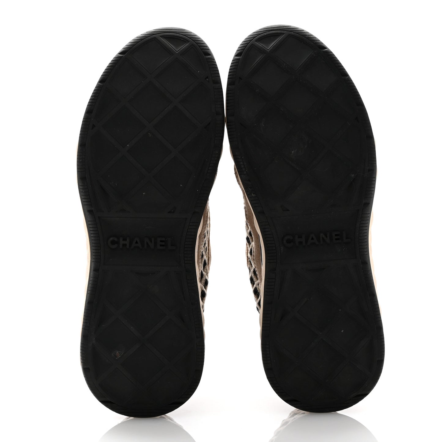 Suede Calfskin Embroidered CC Sneakers 36 Beige Black