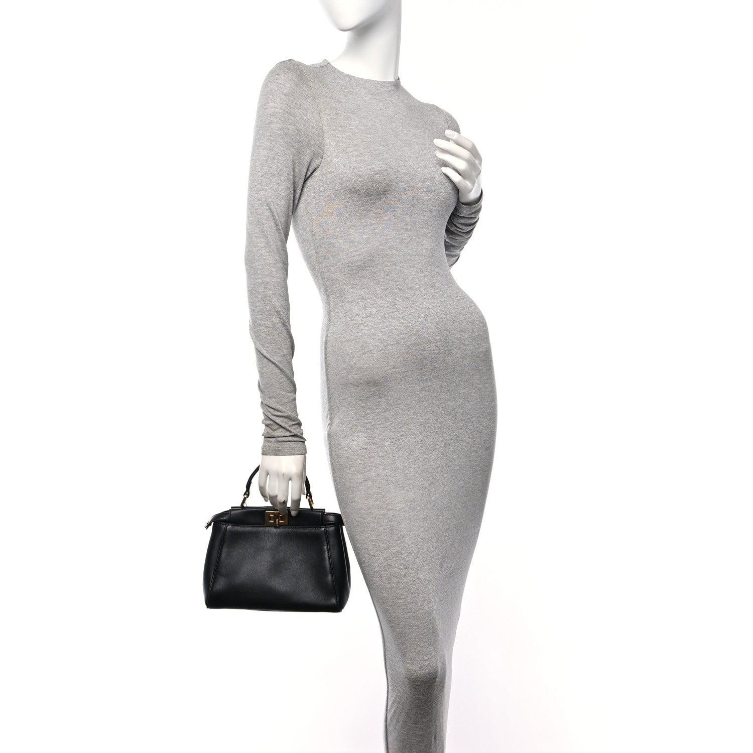 Fendi Nappa Mini Peekaboo Iconic Satchel Black 3 of 9