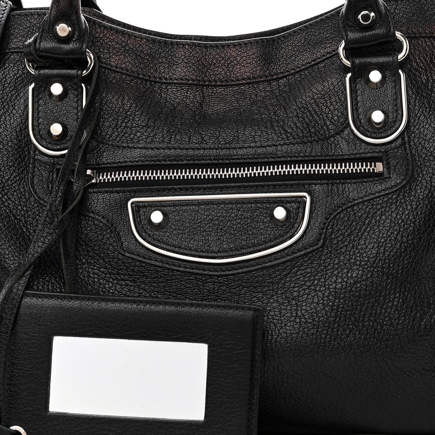 Chevre Silver Metallic Edge Hardware City Black