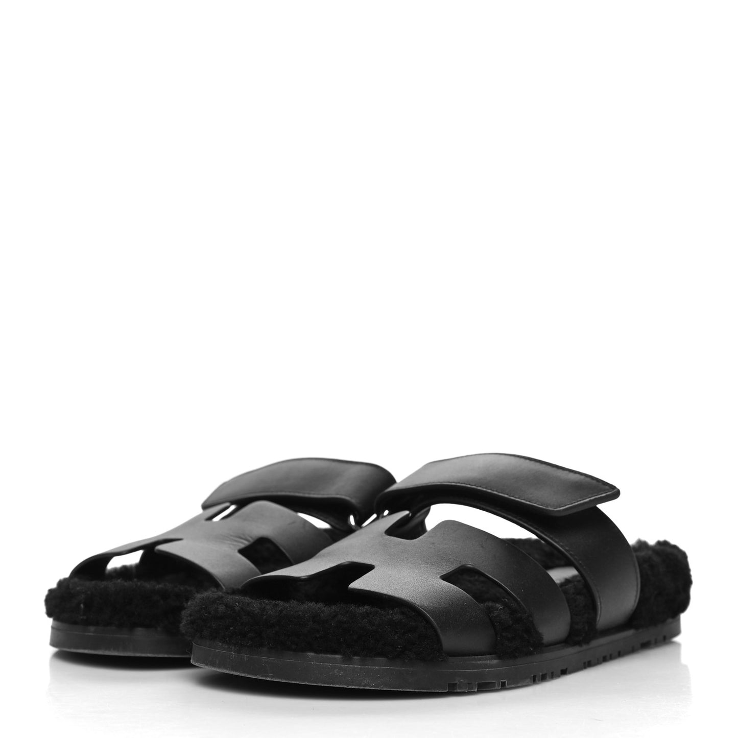 Calfskin Woolskin Womens Chypre Sandals 36 Black