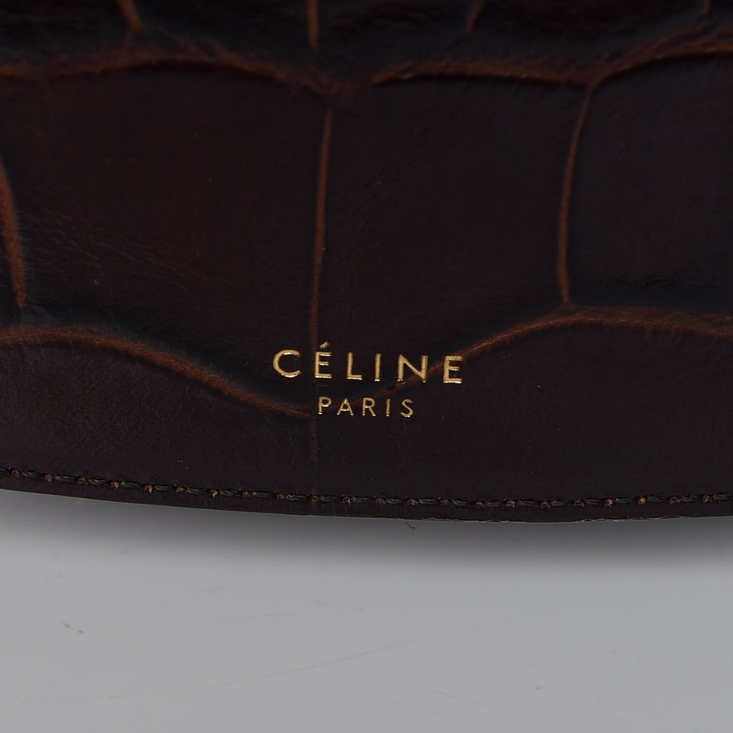 Crocodile Embossed Calfskin Mini Symmetrical Bag Brown