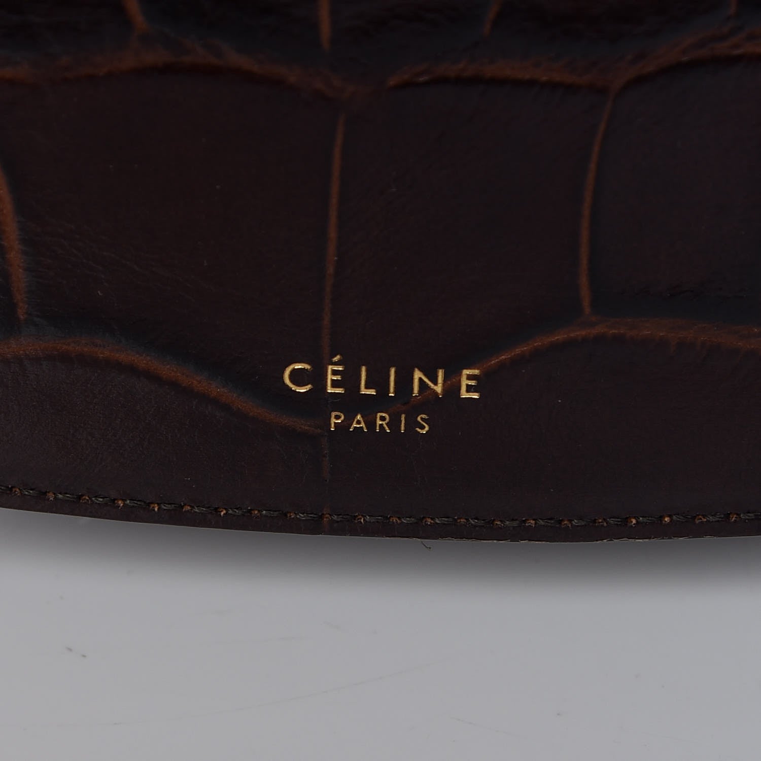 Celine Crocodile Embossed Calfskin Mini Symmetrical Bag Brown 6 of 9