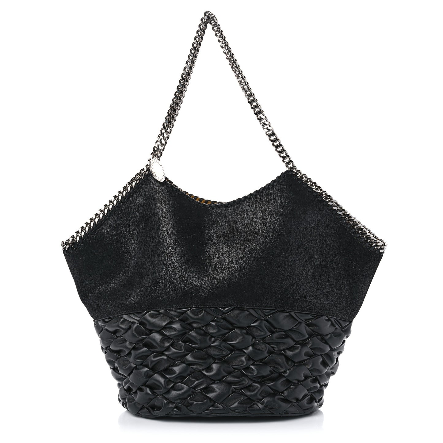 Shaggy Deer Alter Mat Half Woven Large Falabella Tote Black