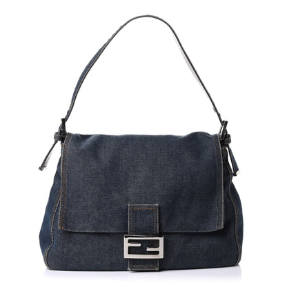 Fendi Denim Mama Baguette Blue 1 of 20
