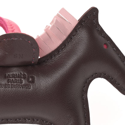 Hermes Milo Lambskin Matte Alligator Touch Grigri Rodeo Horse Bag Charm PM Rouge Sellier Framboise Rose Sakura 3 of 5