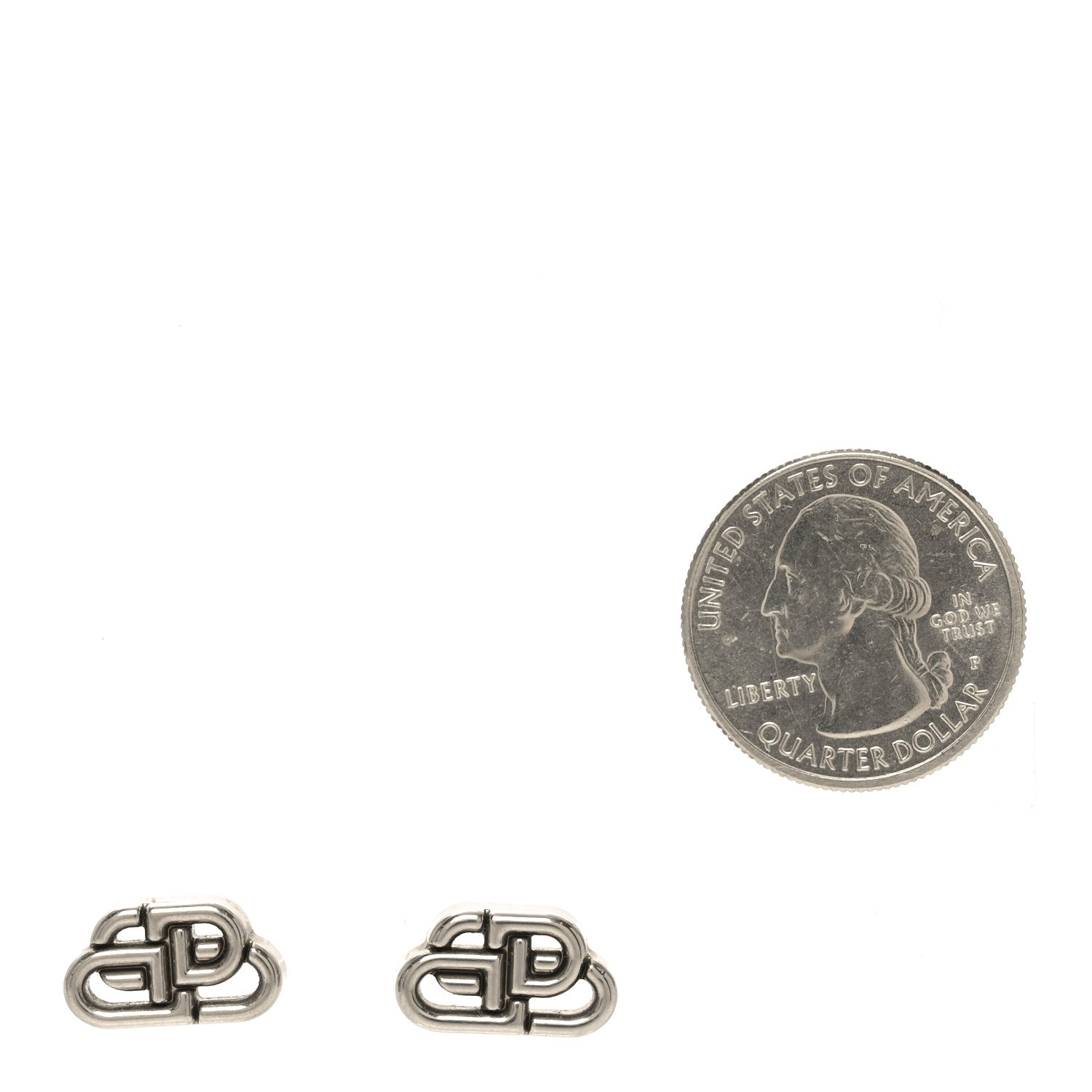 Balenciaga Metal XS BB Logo Earrings Silver 2 of 4