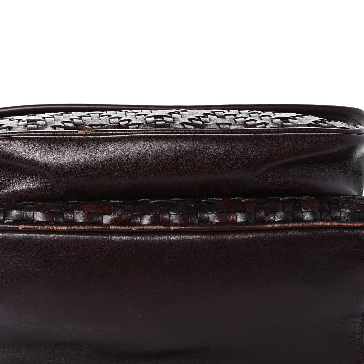 Calfskin Woven Monogram Medium Niki Chain Satchel Burnt Brown