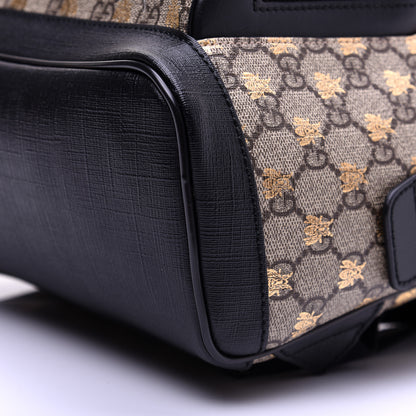 Gucci GG Supreme Monogram Bees Print Small Day Backpack Beige Oro Black 6 of 13