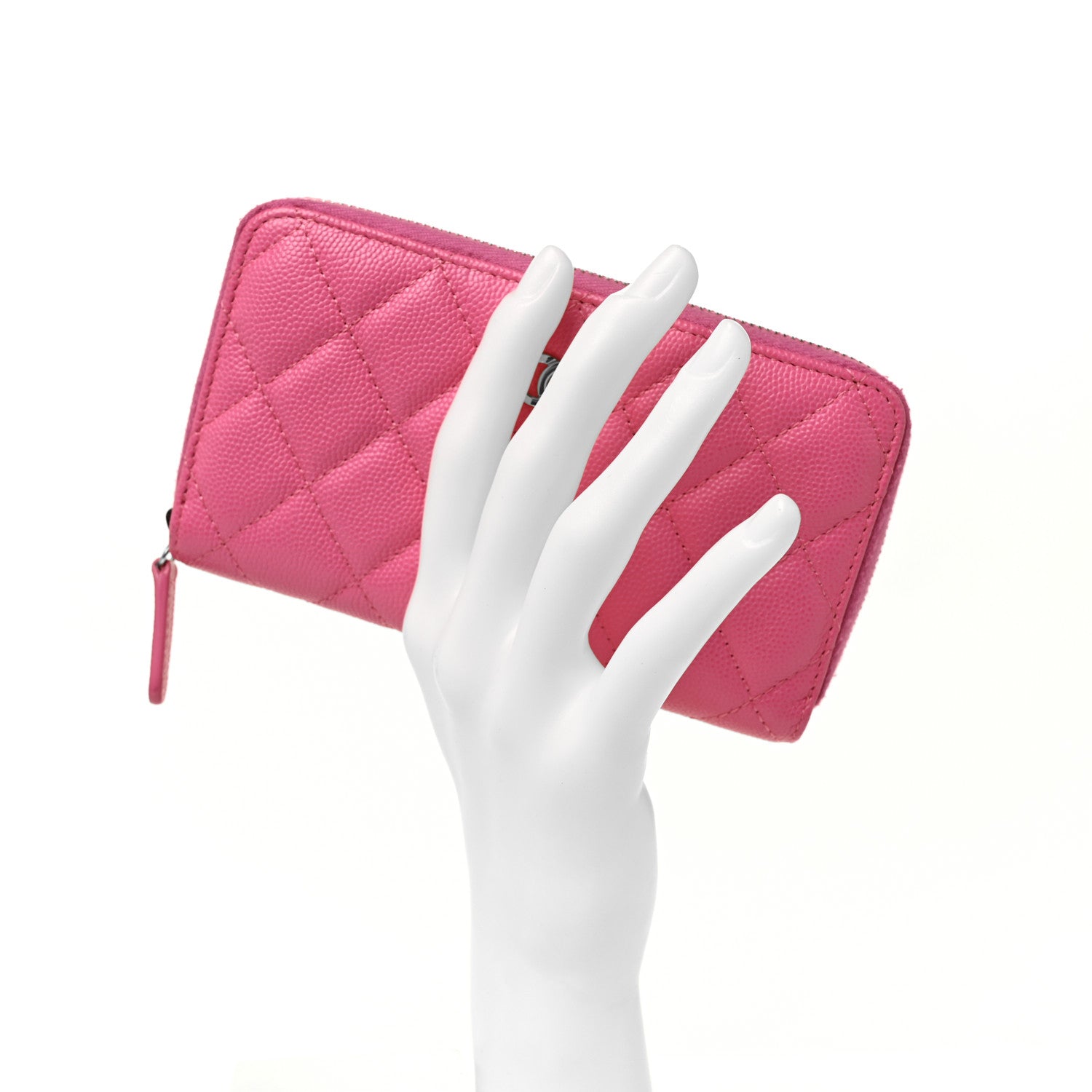 Chanel Caviar Quilted Medium Zip Around Wallet Pink 2 of 11