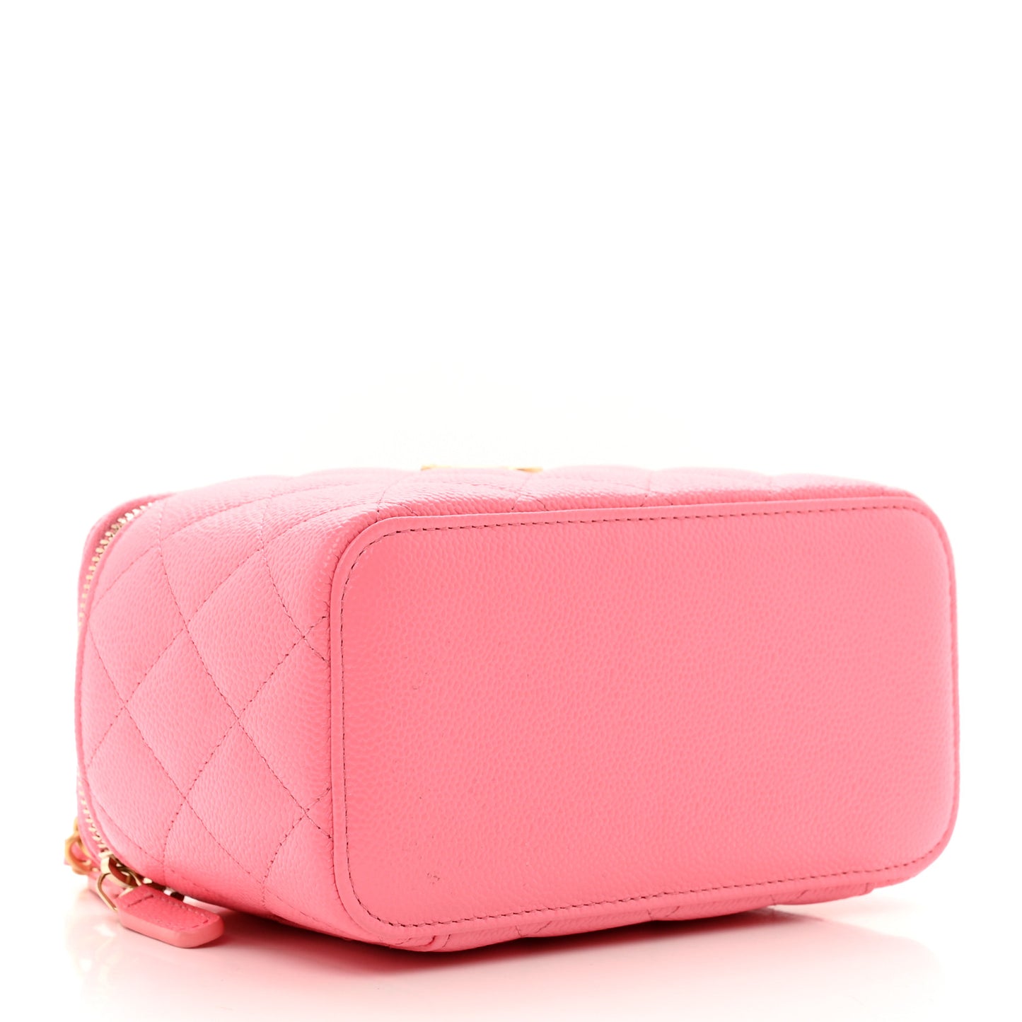 Shiny Caviar Quilted Pick Me Up Vanity Case Pink