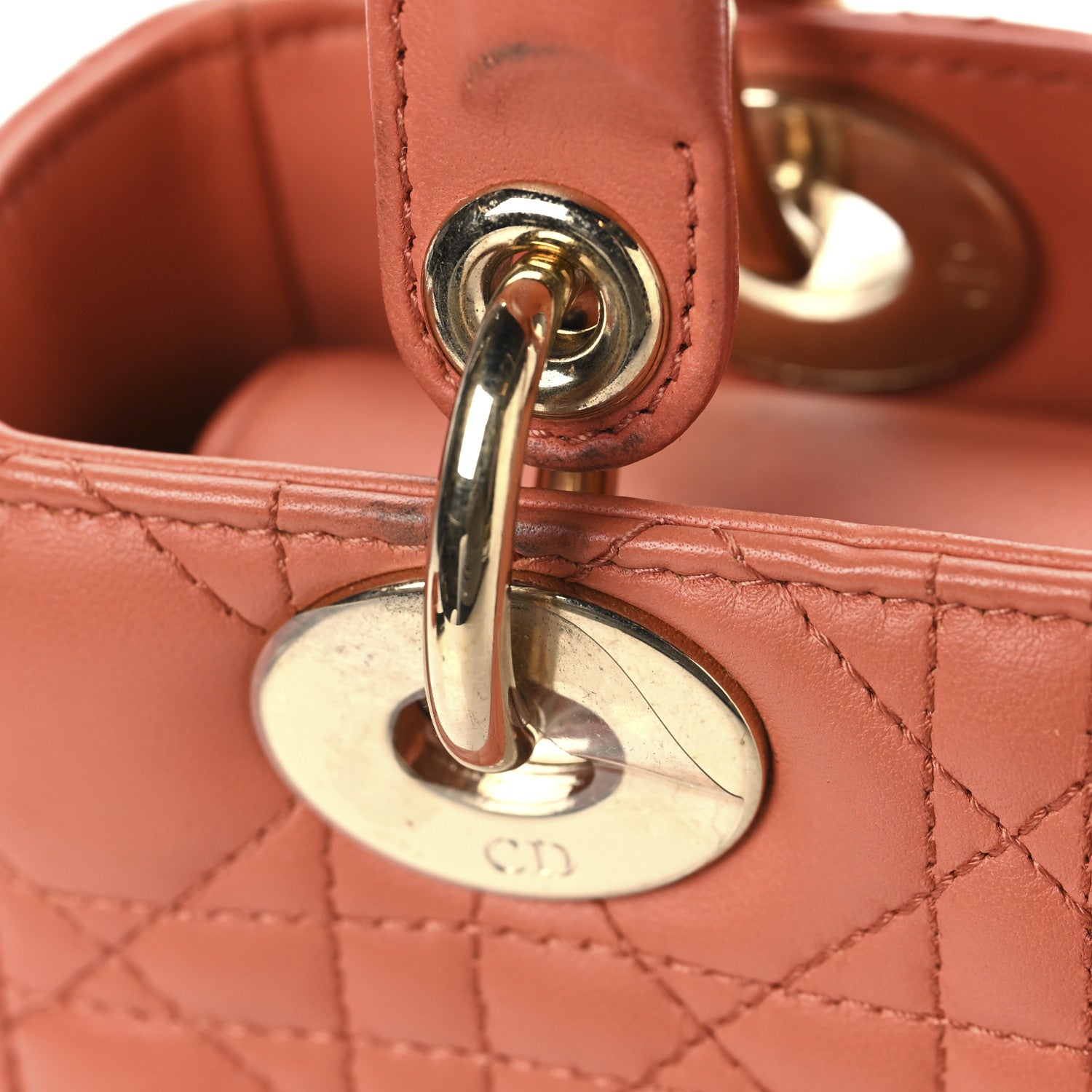 Christian Dior Lambskin Cannage Small My ABCDior Lady Dior Coral