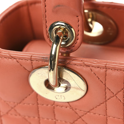 Christian Dior Lambskin Cannage Small My ABCDior Lady Dior Coral 13 of 13