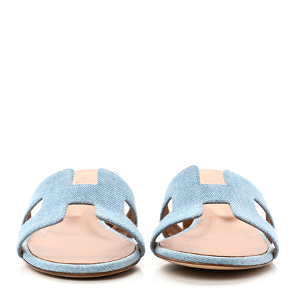 Hermes Denim Oasis Sandals 37 Bleu Clair 2 of 8