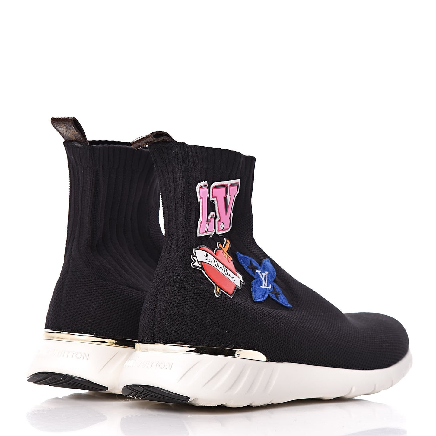 Stretch Fabric LV Black Heart Sock Sneaker 41 Black