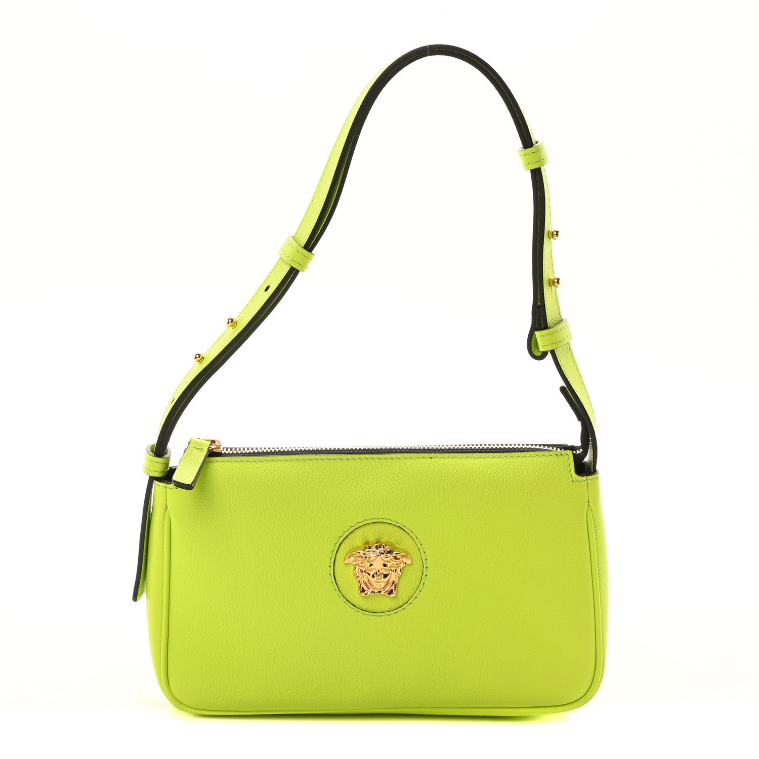 Versace Grained Calfskin Medusa Shoulder Bag Lime 1 of 10