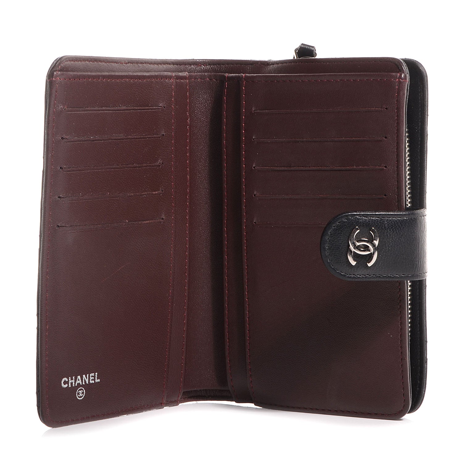 Chanel Lambskin L-Zip Pocket Wallet Black 5 of 8