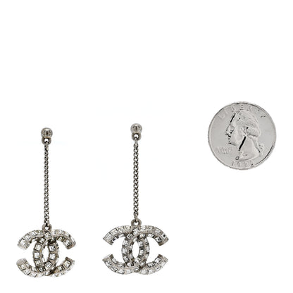 Chanel Baguette Crystal CC Drop Earrings Silver 2 of 5