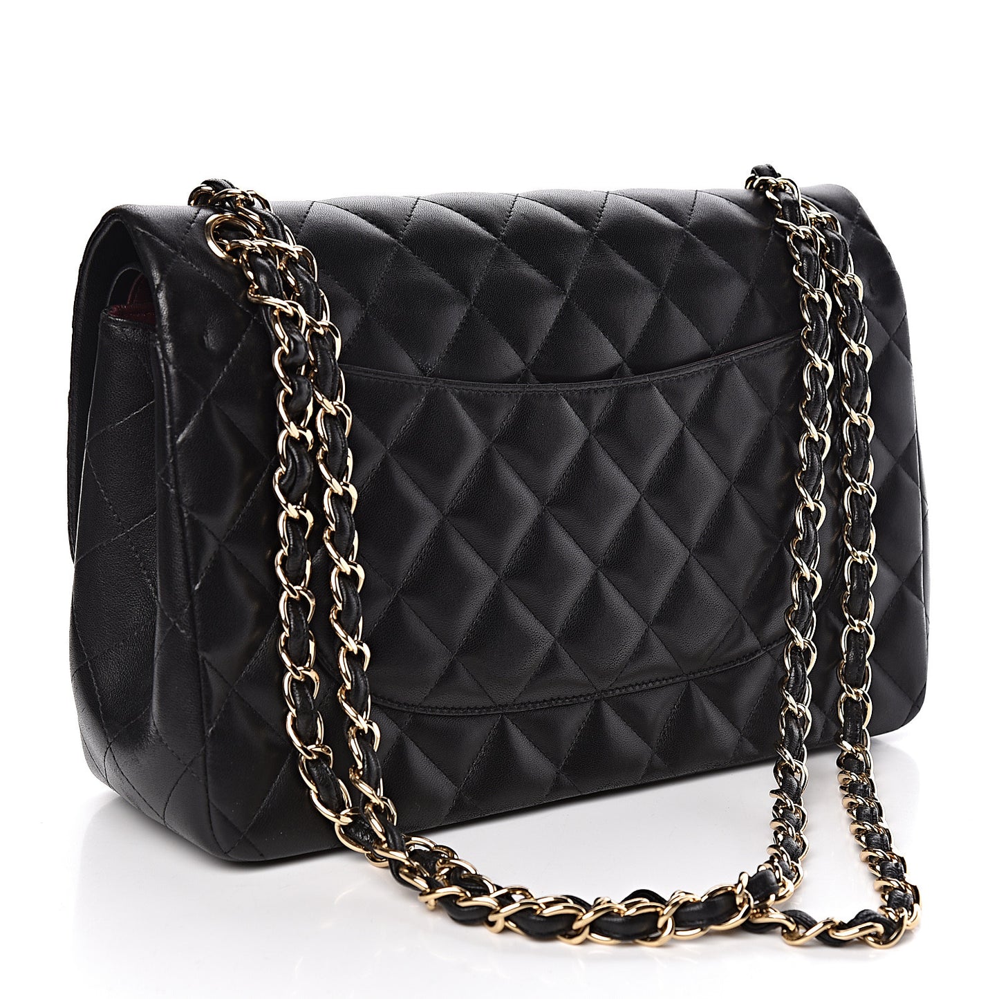 Lambskin Quilted Jumbo Double Flap Black