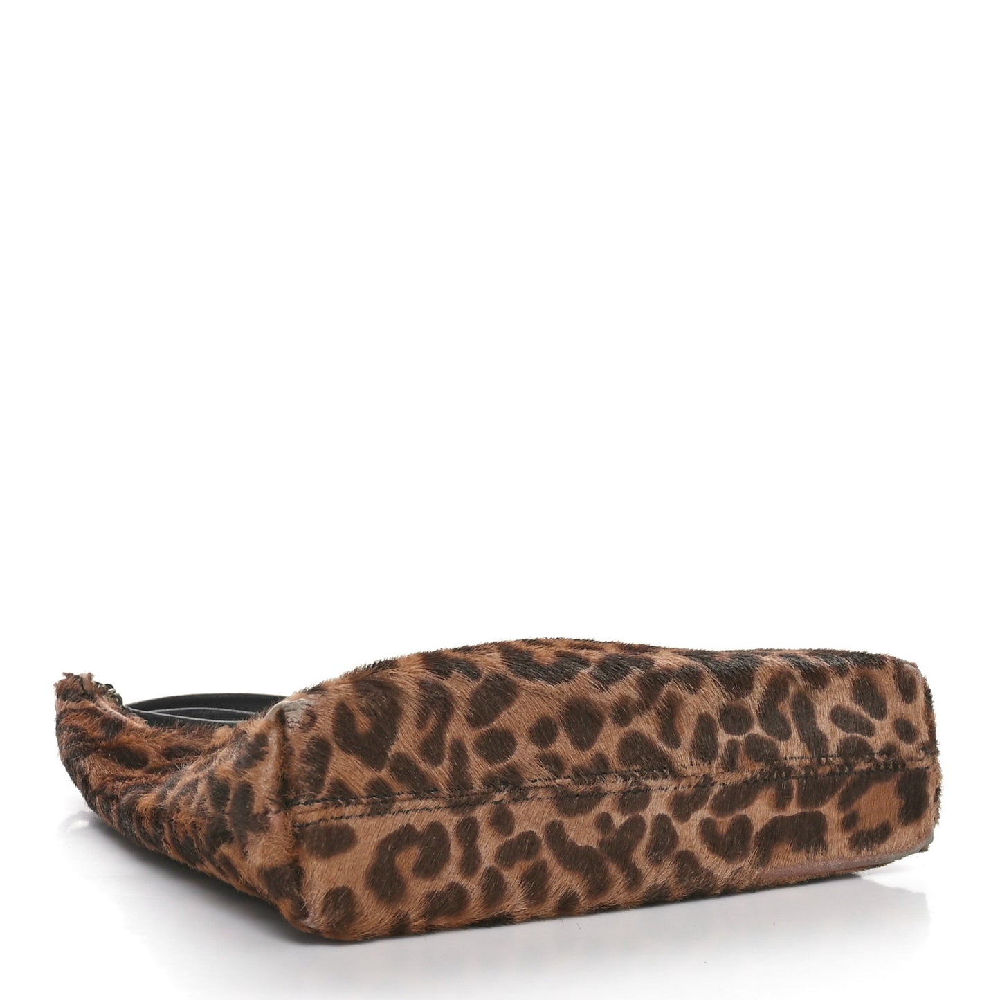Pony Hair Calfskin Leopard Print Hobo Bag Brown