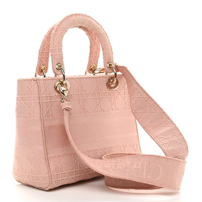 Christian Dior Canvas Embroidered Cannage Medium Lady D-Lite Pink 3 of 12