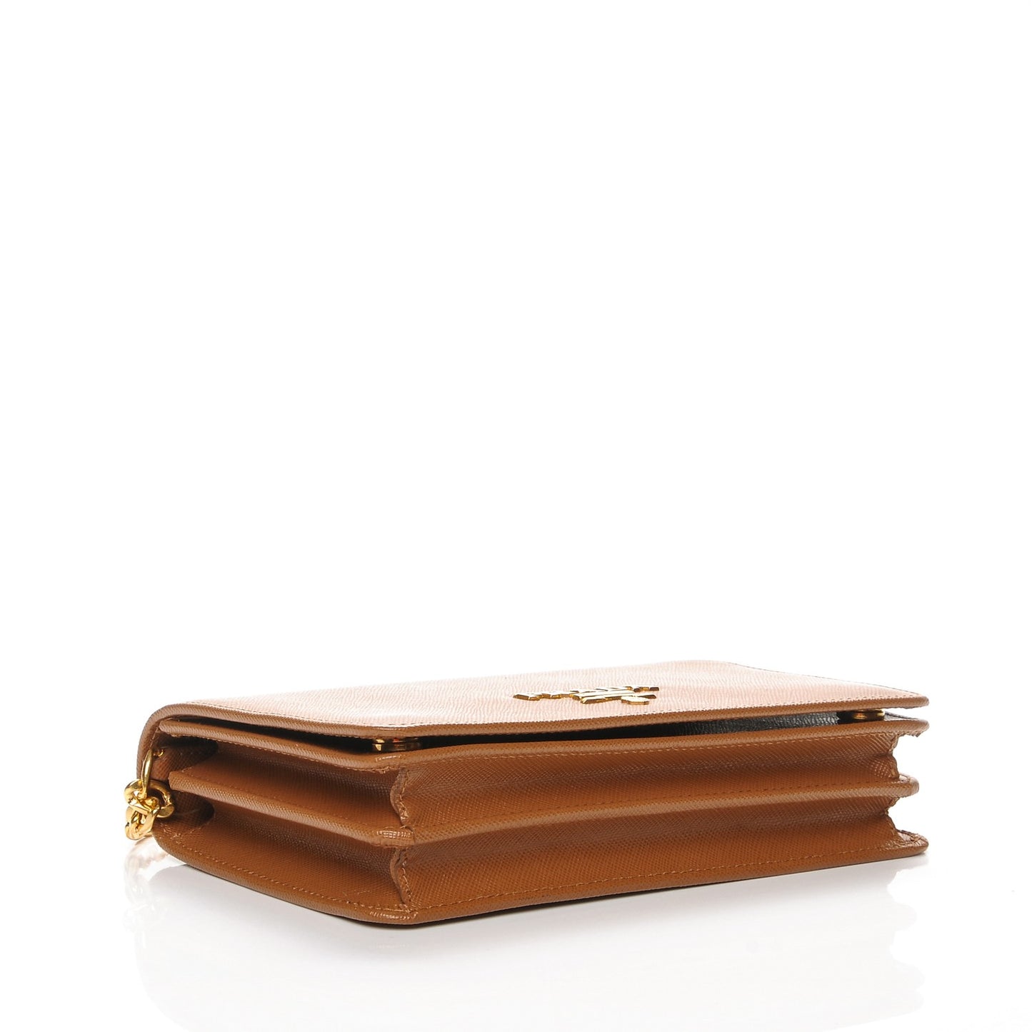 Saffiano Lux Chain Wallet Camel