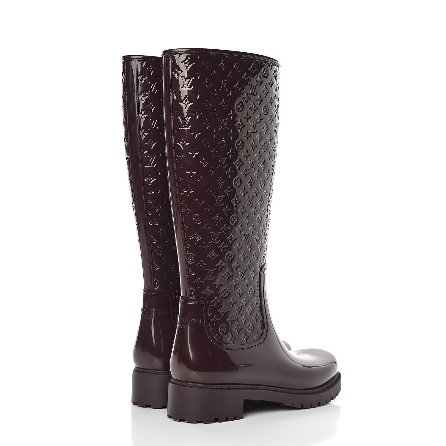 Louis Vuitton Rubber Embossed Monogram Splash Rain Boots 40 Brown 4 of 7