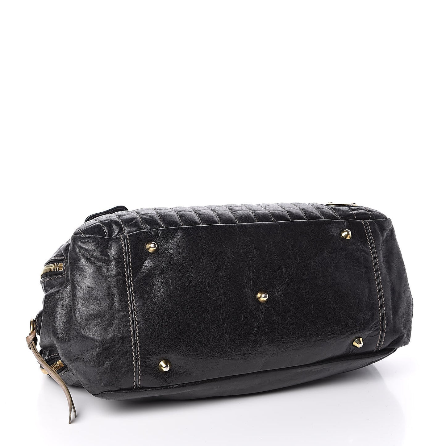Calfskin Quilted Large Bay Tote Black