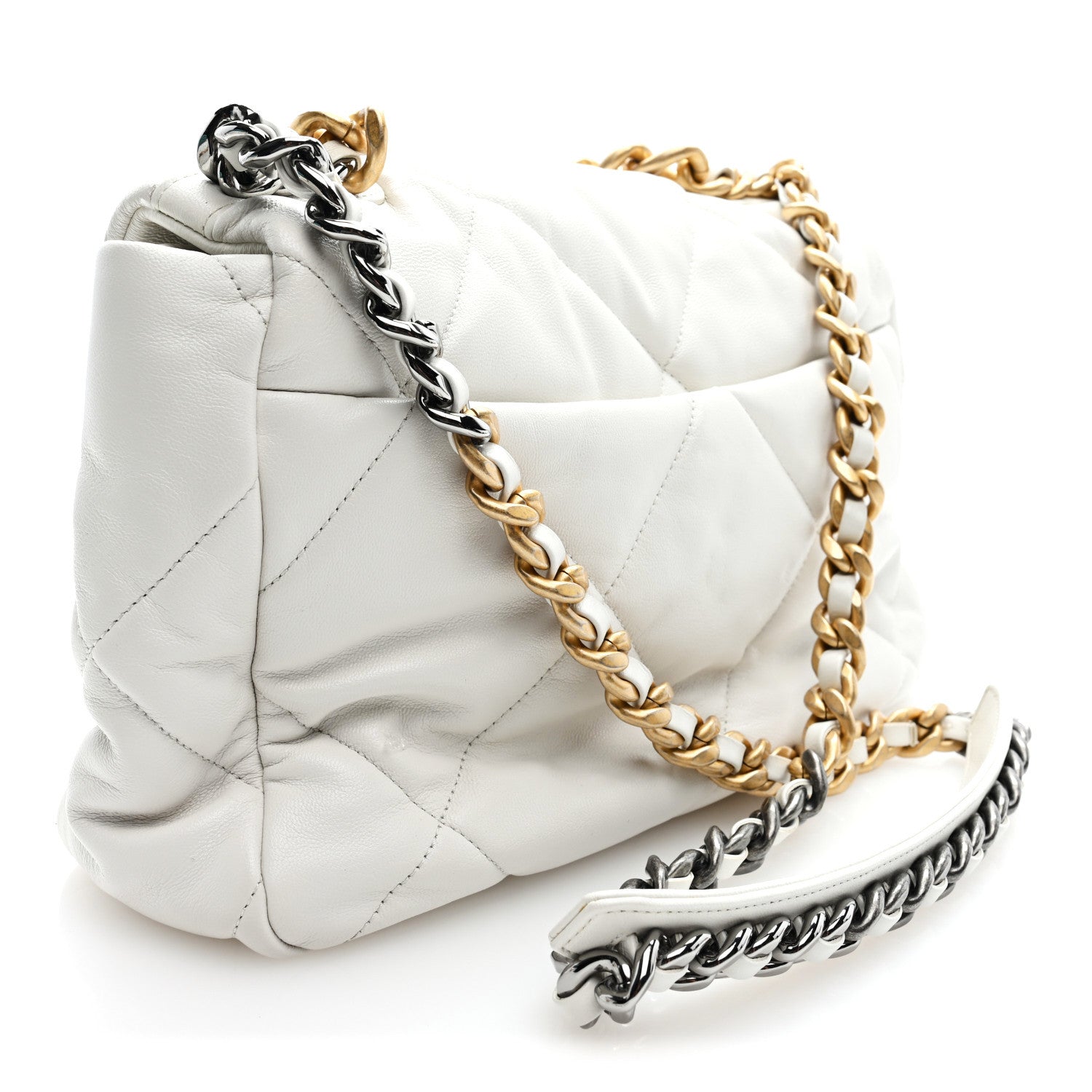 Chanel Goatskin Quilted Large Chanel 19 Flap White 3 of 10