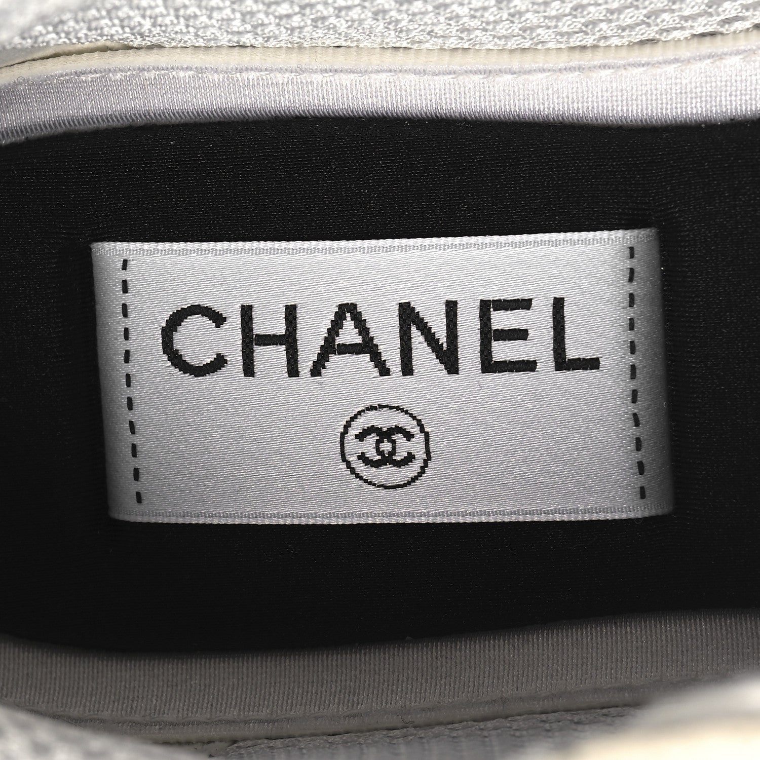 Chanel Nylon Suede Calfskin Printed CC Sneakers 36.5 White Black 8 of 8